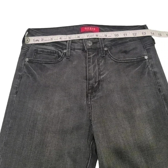 Guess Jeans Grey Black Acid Wash Gem Split Ankle Raw Distressed Hem Skinny Jeans - Picture 8 of 11